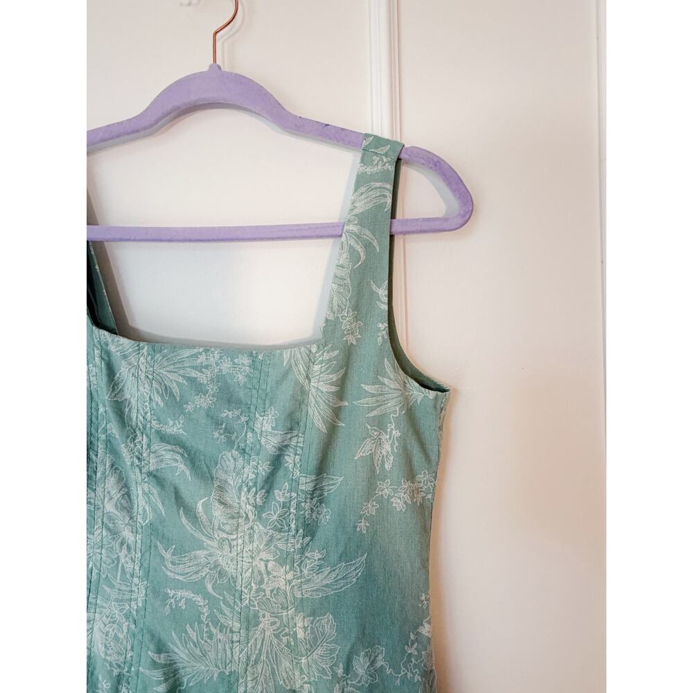The Loft Cotton Blend Midi Dress Teal and White Floral Size 2 - Picture 5 of 11